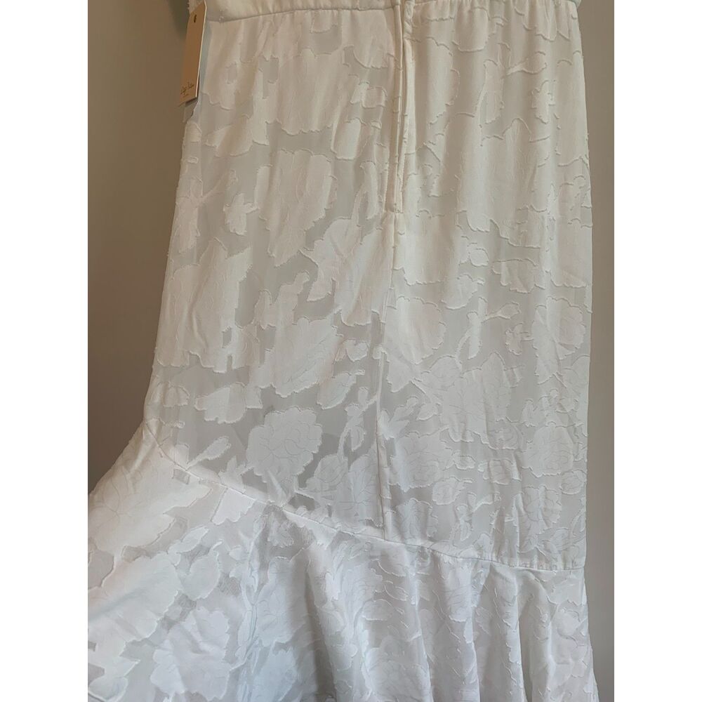 City Vibe White High Low Off Shoulder Dress‎ Floral Textured Party Wedding XL - Picture 5 of 9